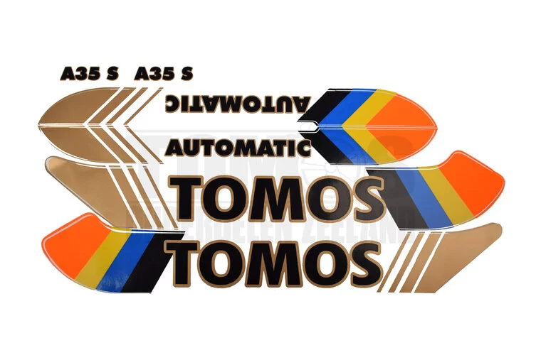 Tomos Stickerset standaard automatic goud / zwart / blauw / oranje origineel