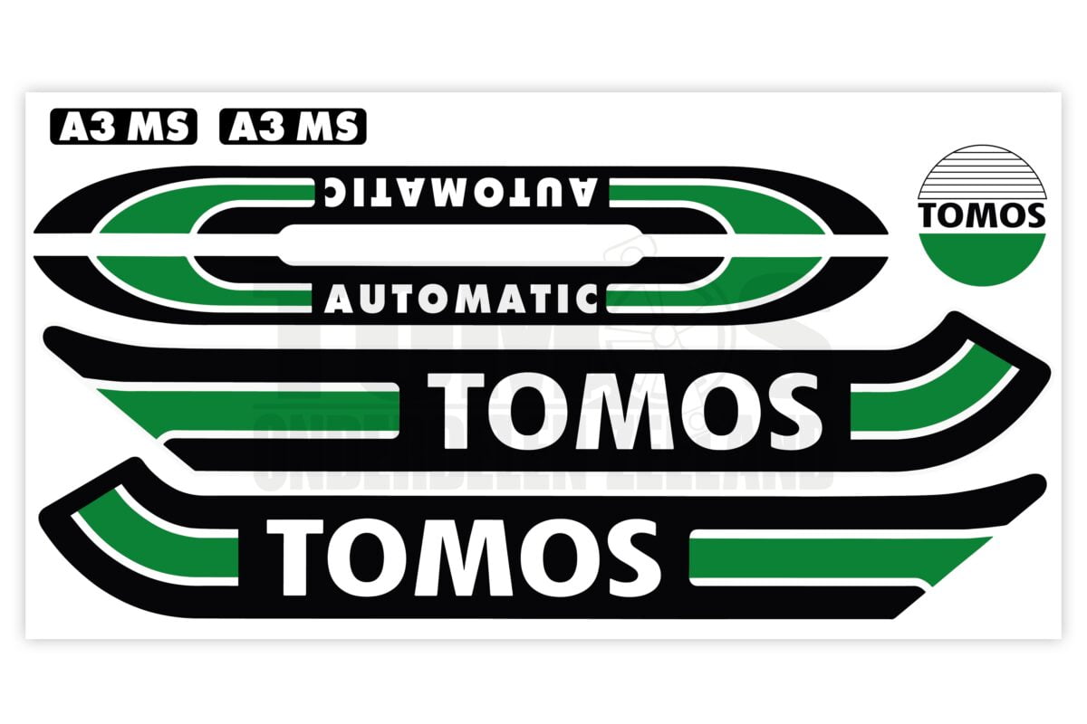 Tomos Stickerset standaard automatic zwart / groen compleet set