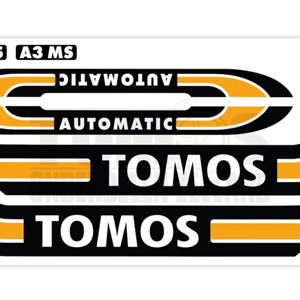 Tomos Stickerset standaard automatic zwart / oranje compleet set