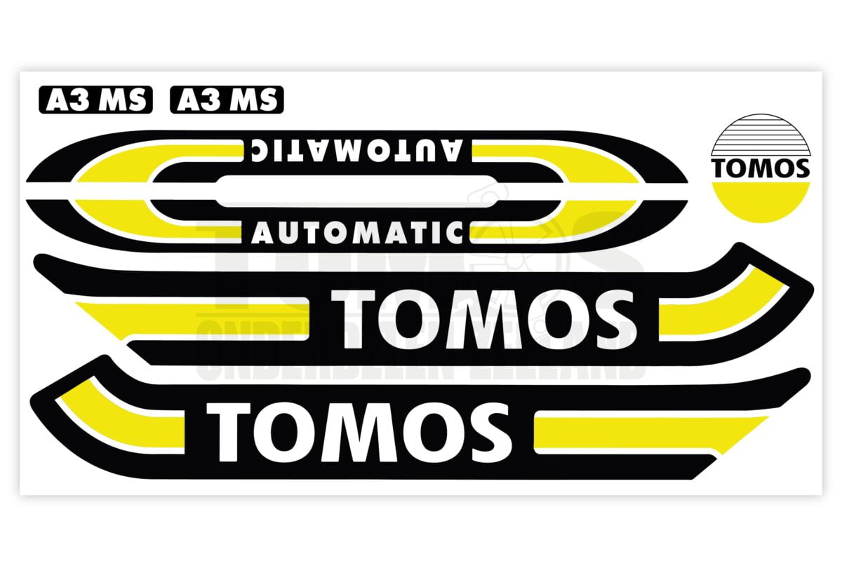 Tomos Stickerset standaard automatic zwart / geel compleet set