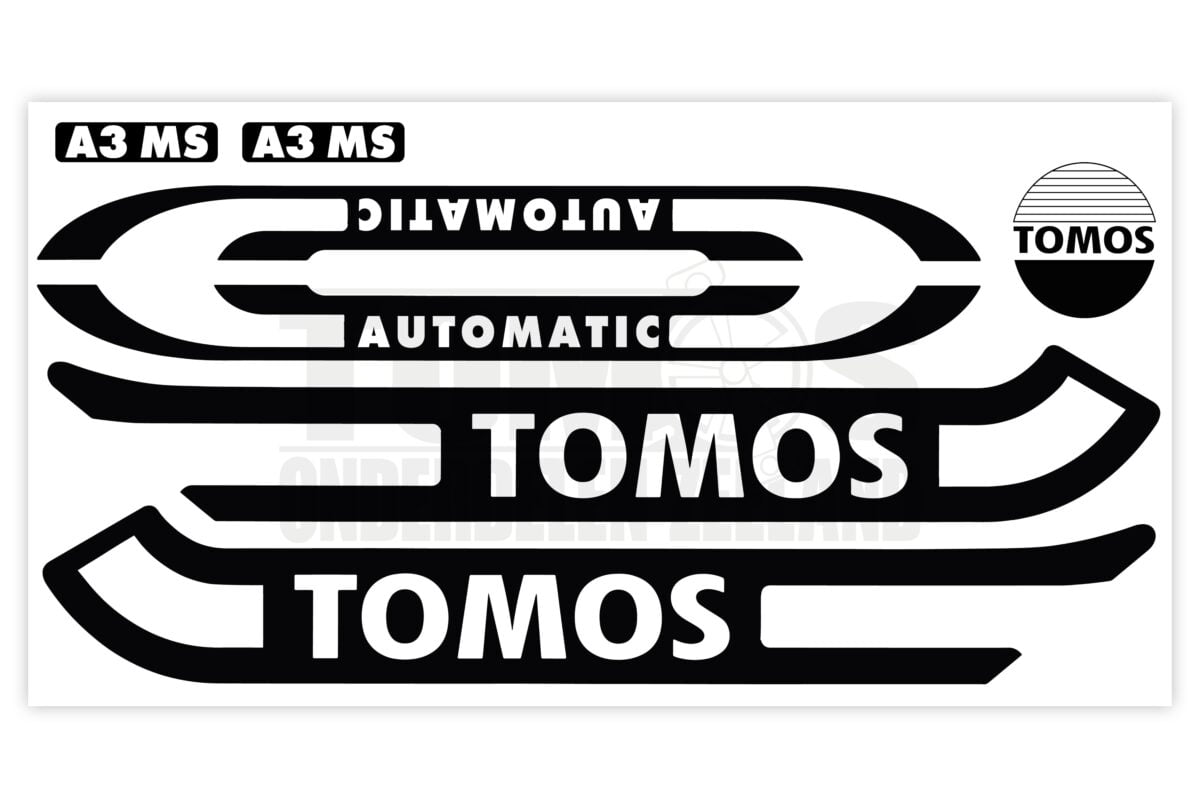 Tomos Stickerset standaard automatic zwart / wit compleet set