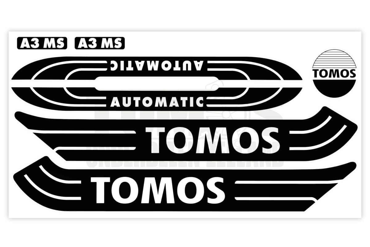 Tomos Stickerset standaard automatic zwart / wit compleet set