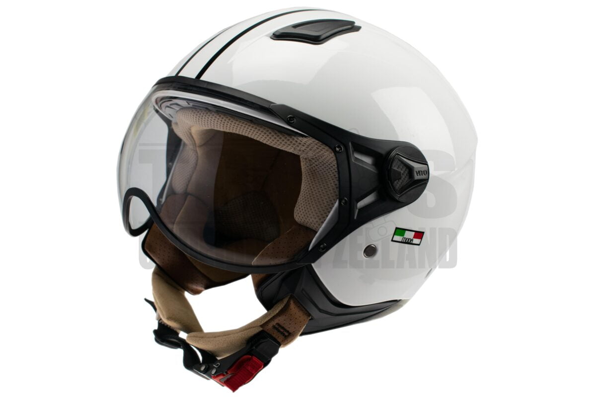 Helm Vito Jethelm Moda glans wit/licht bruin