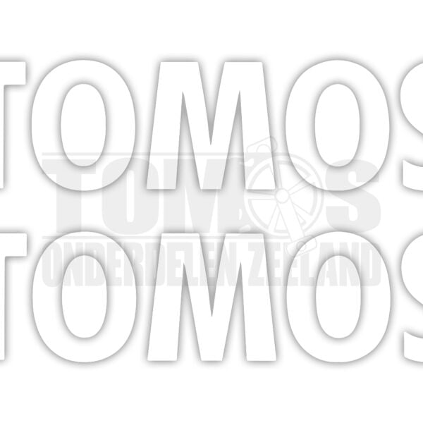 Tomos tank stickerset (losse letters) links / rechts wit 250x60mm