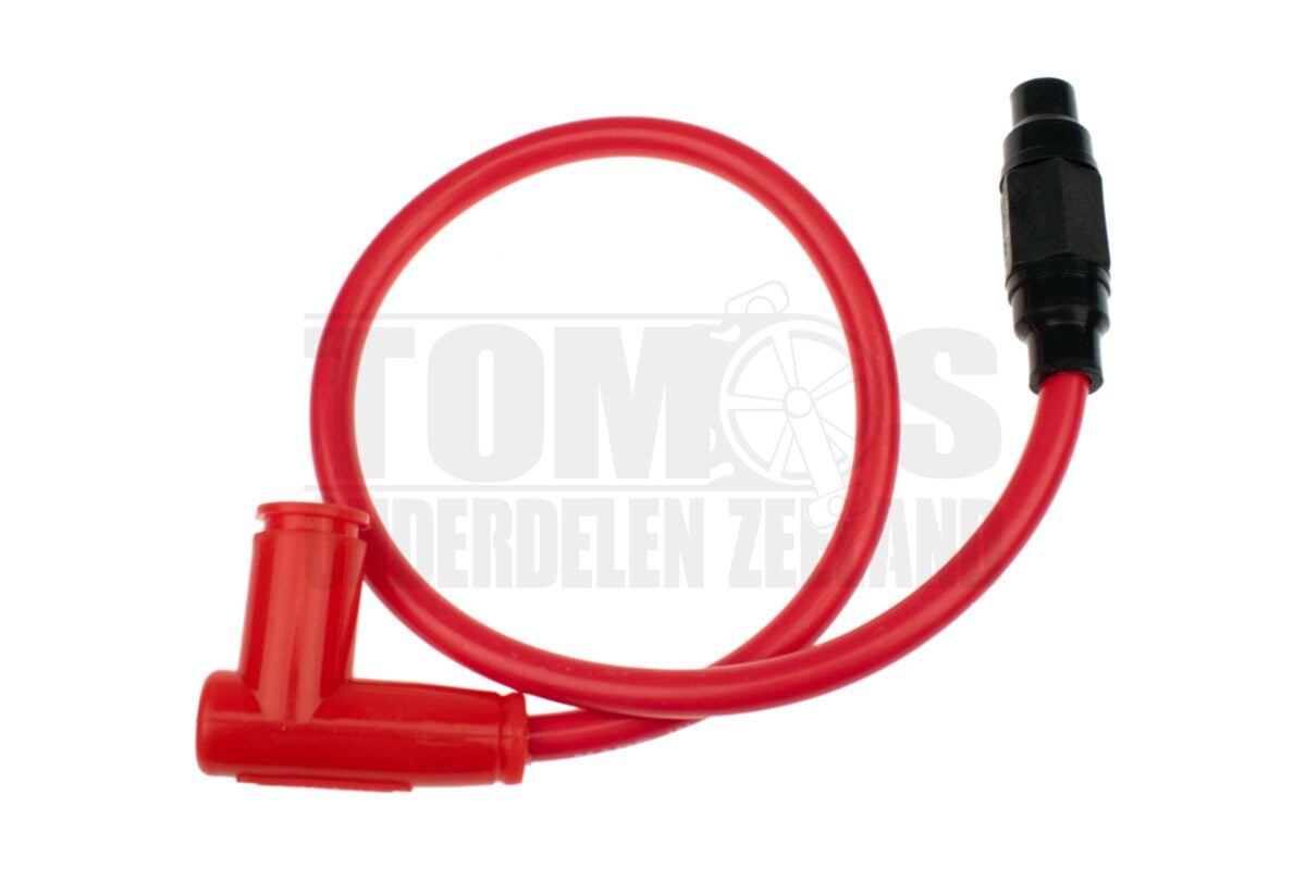 Bougiekabel 9mm Racing met bougiedop en verloop rood