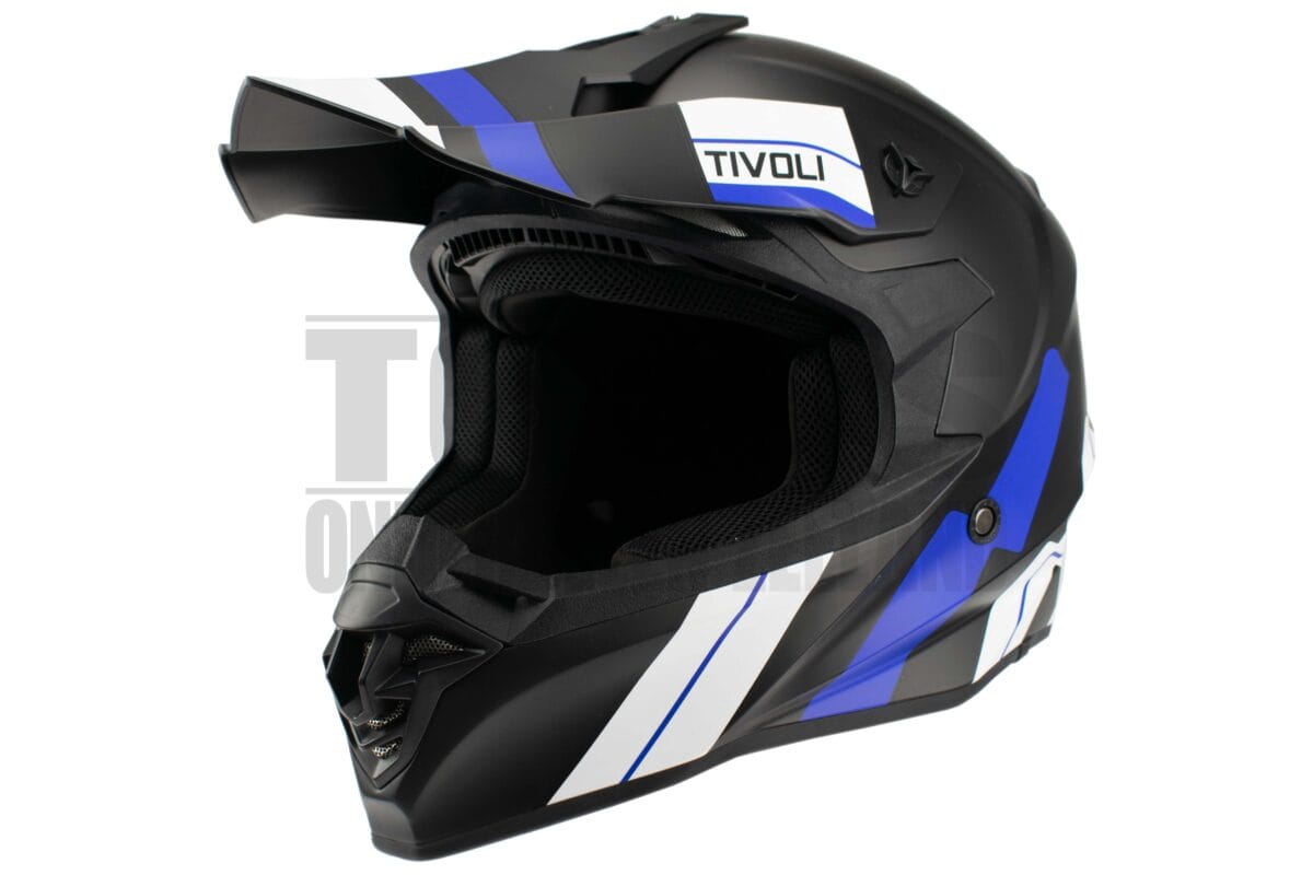 Helm Vito Crosshelm Tivoli mat zwart / blauw wit