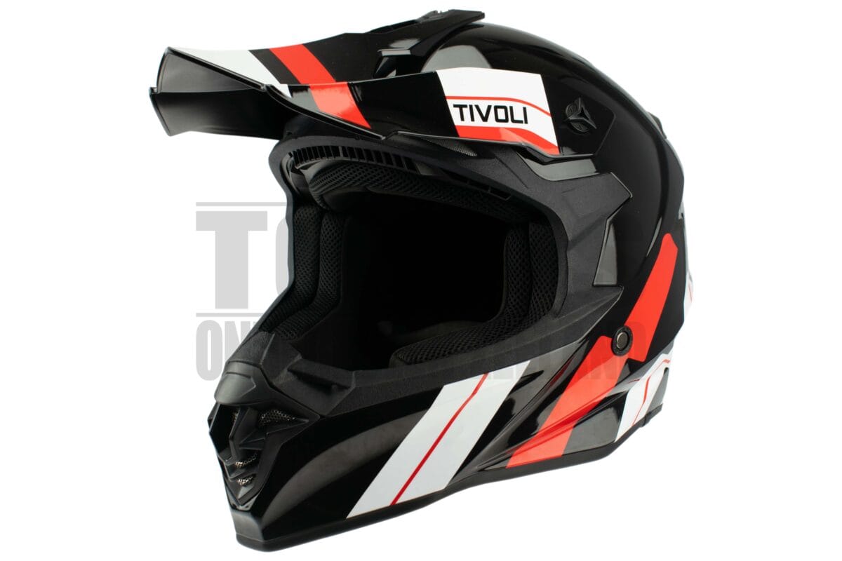 Helm Vito Crosshelm Tivoli glans zwart / rood wit